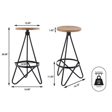Spiroa 30" Modern Industrial Metal Backless Circular Bar Stool